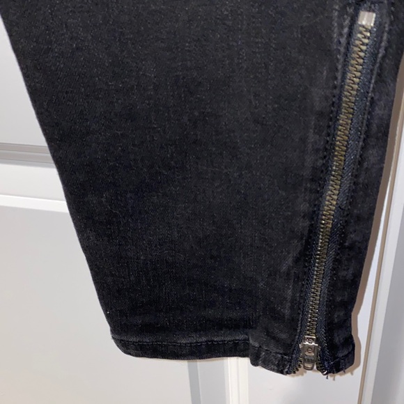 ❤️Ralph Lauren Black Leather Trim Ankle Zip Skinny Jeans - Picture 5 of 8